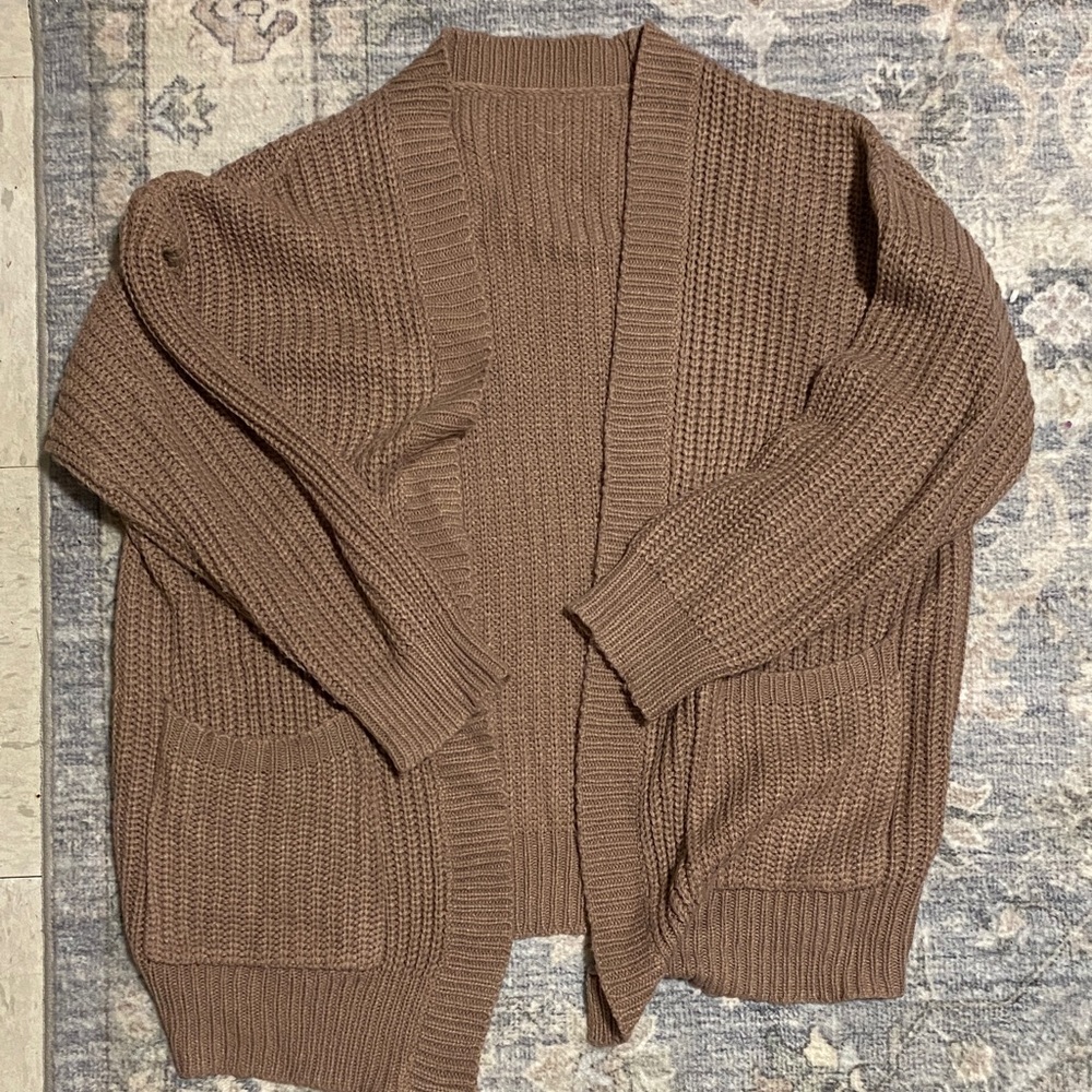 Chunky Open-Front Cardigan in Taupe